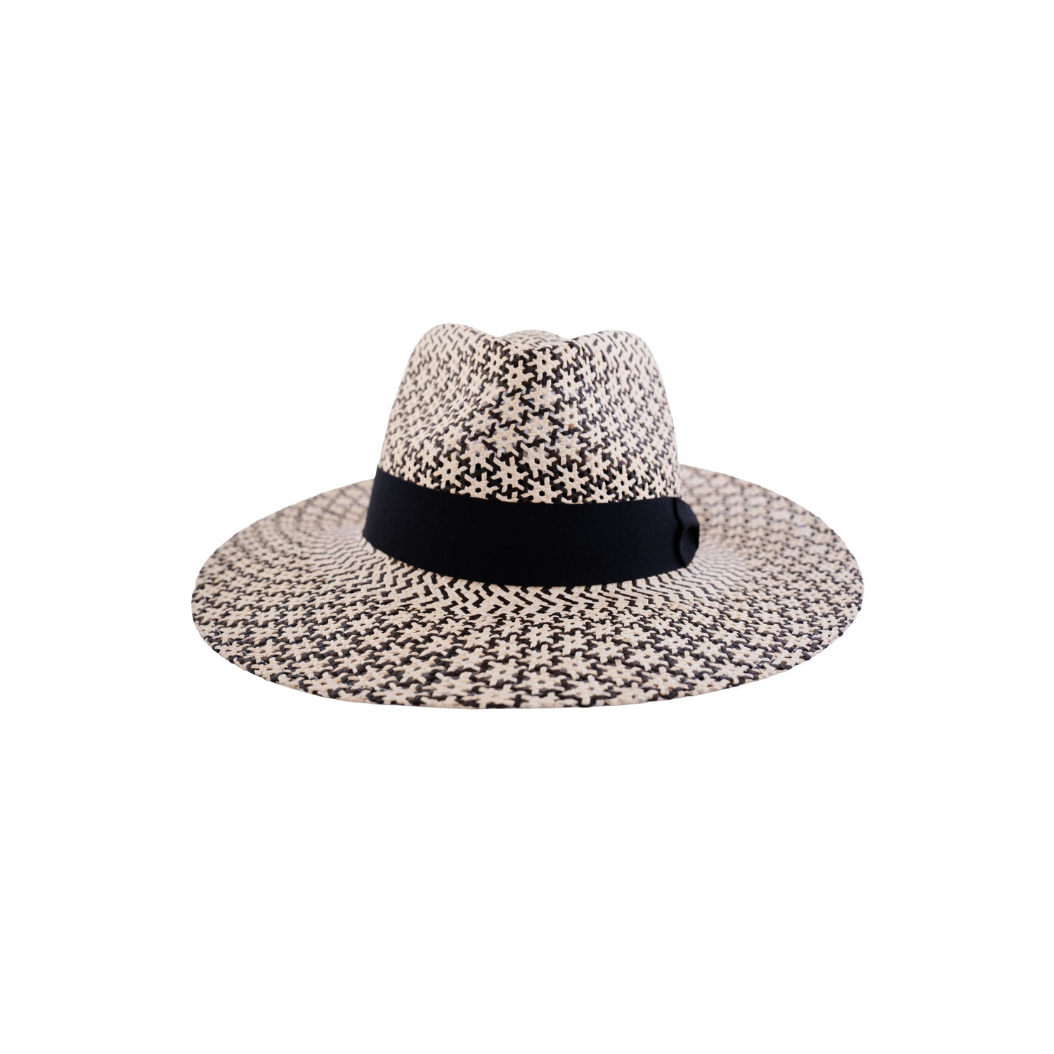 Sauvage Flowers Black & Natural Genuine Panama Hat