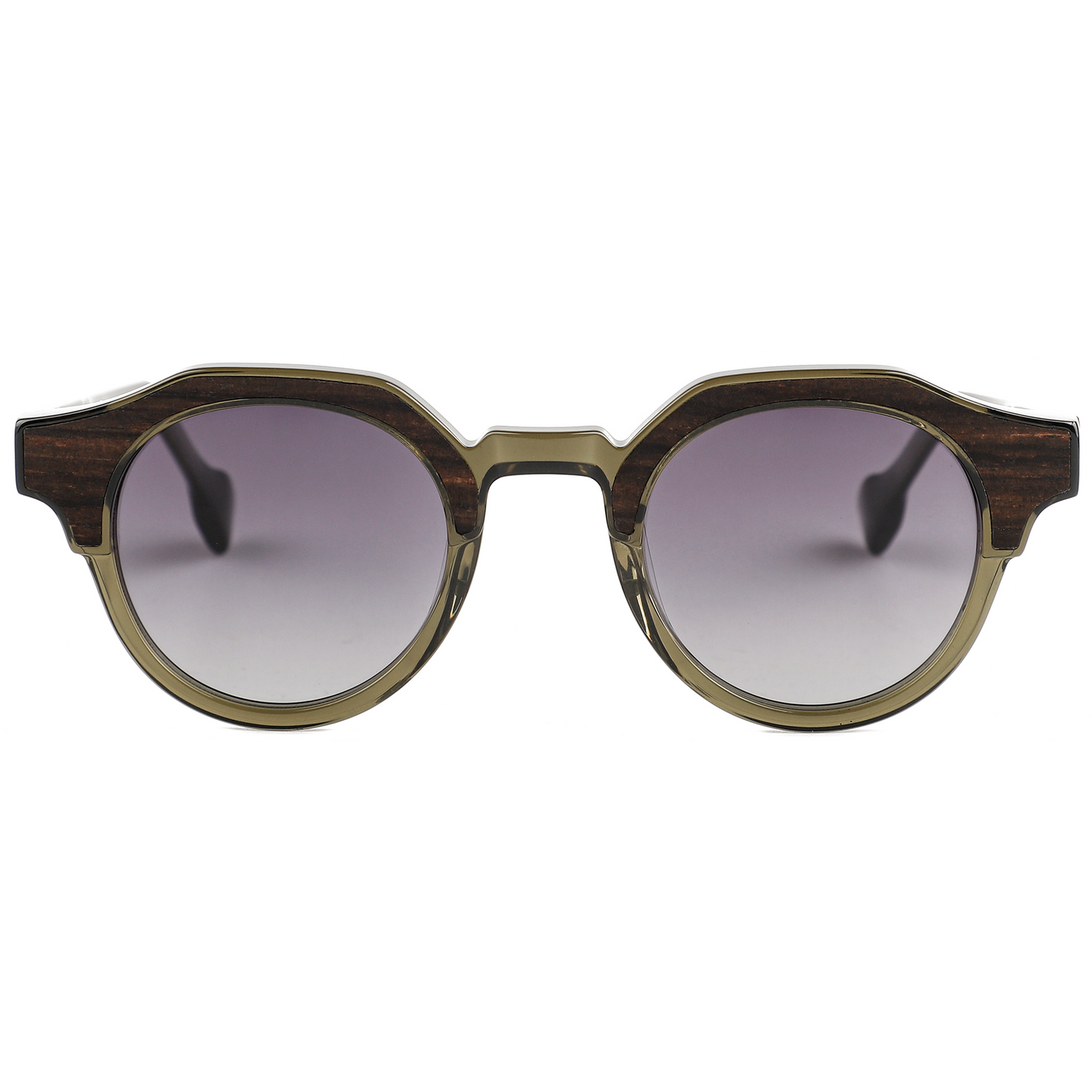 The Classic Round Dark Green Acetate & Wood Sunglasses