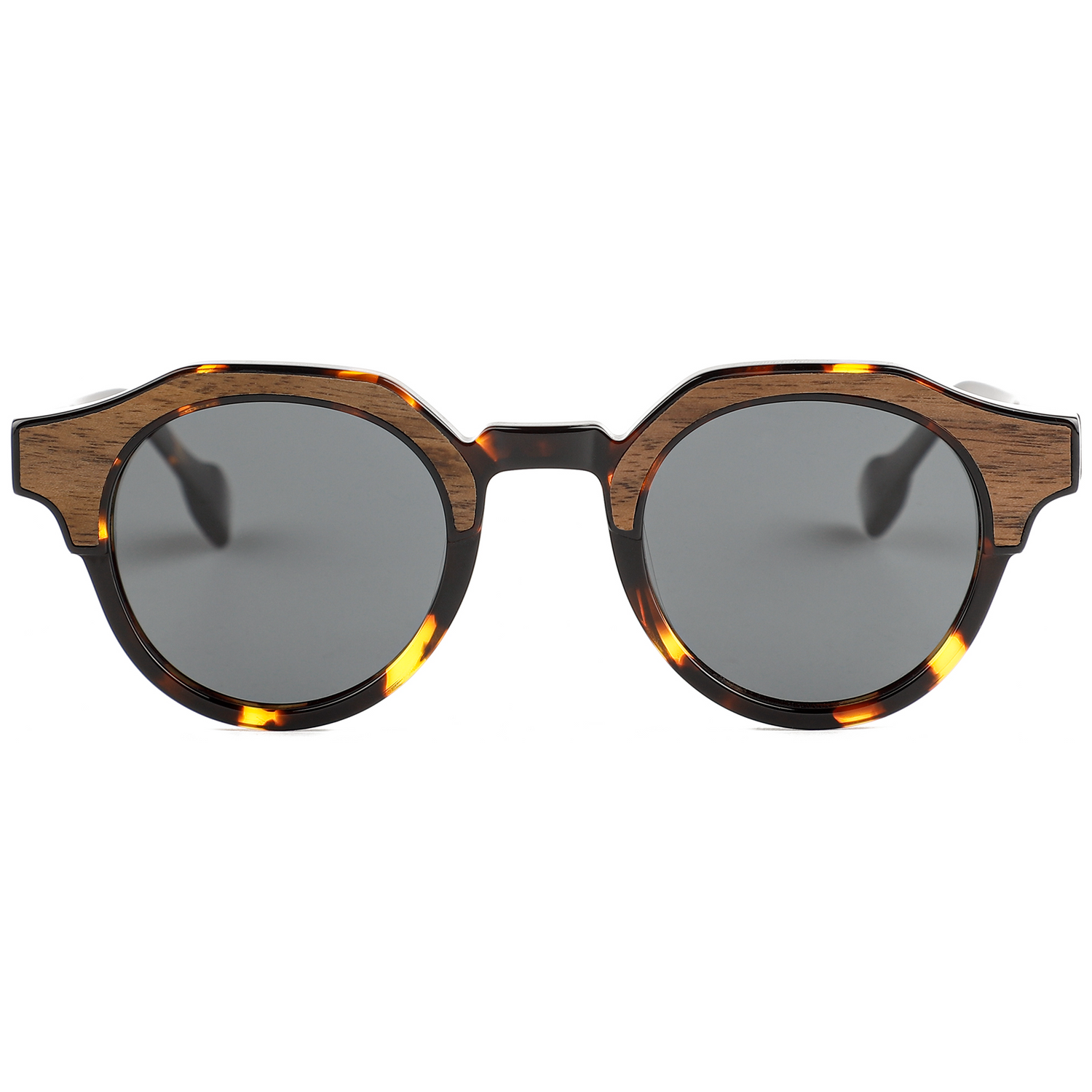 The Classic Round Tortoise Acetate & Wood Sunglasses