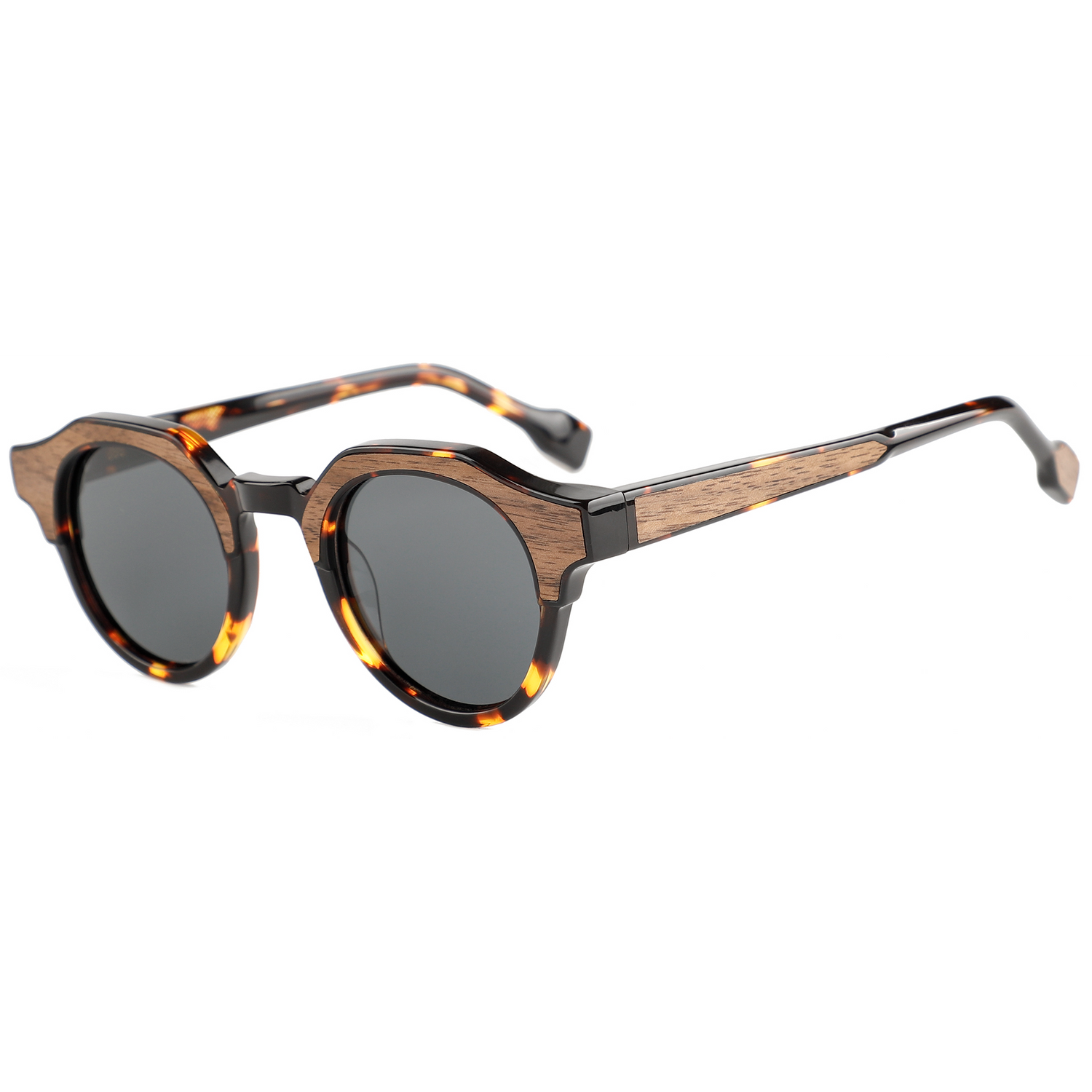 The Classic Round Tortoise Acetate & Wood Sunglasses
