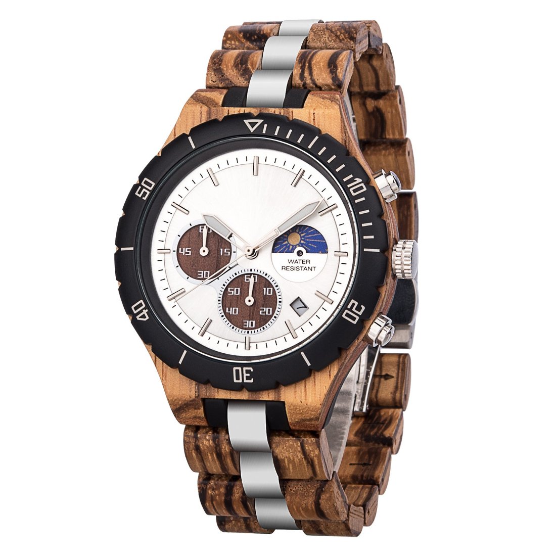 The Weather Chronometer Wood Watch White Dial