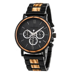 The Chronometer Dial Metal Men’s Wood Watch Black Dial & Natural