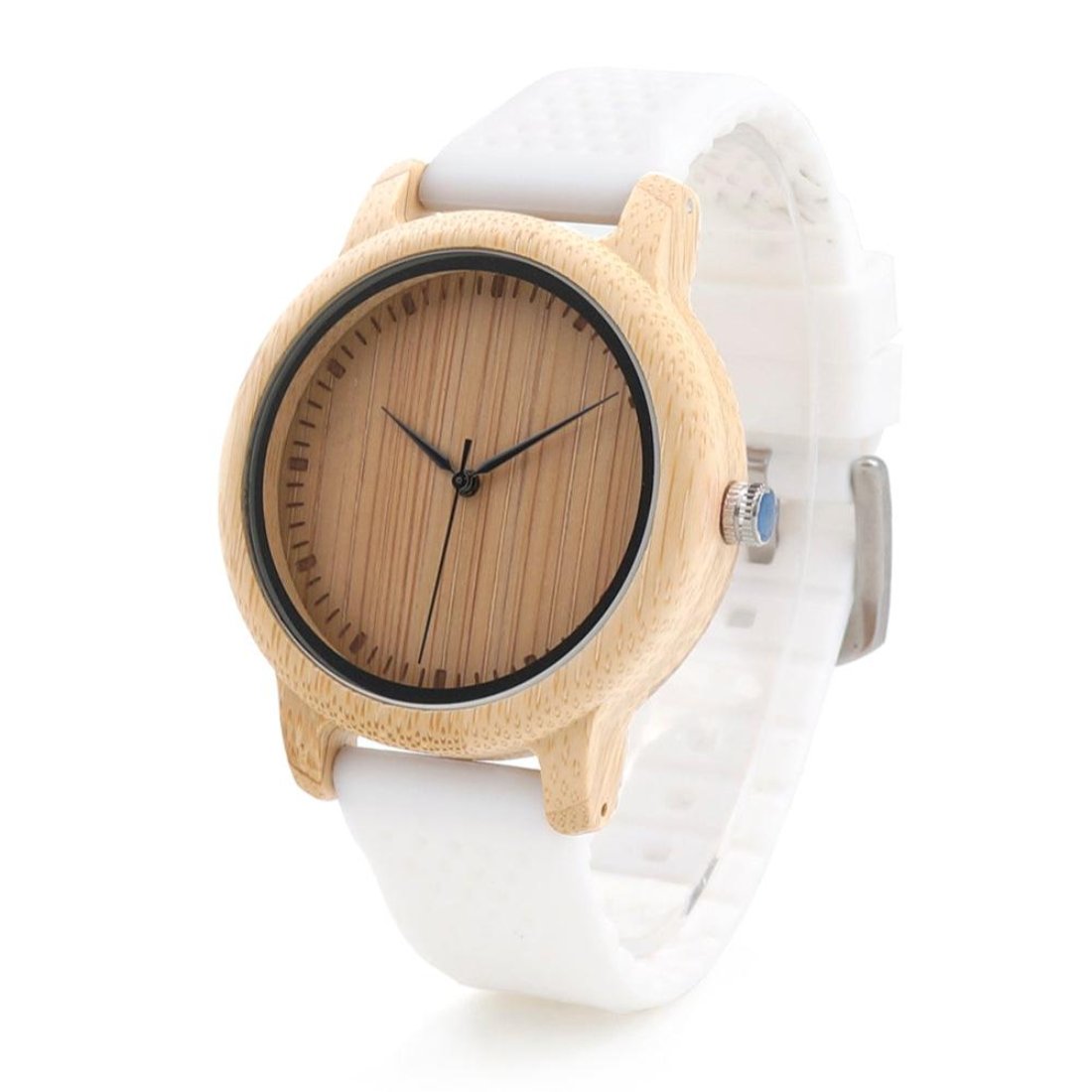 The Lively Wood Dial Silicone Band White