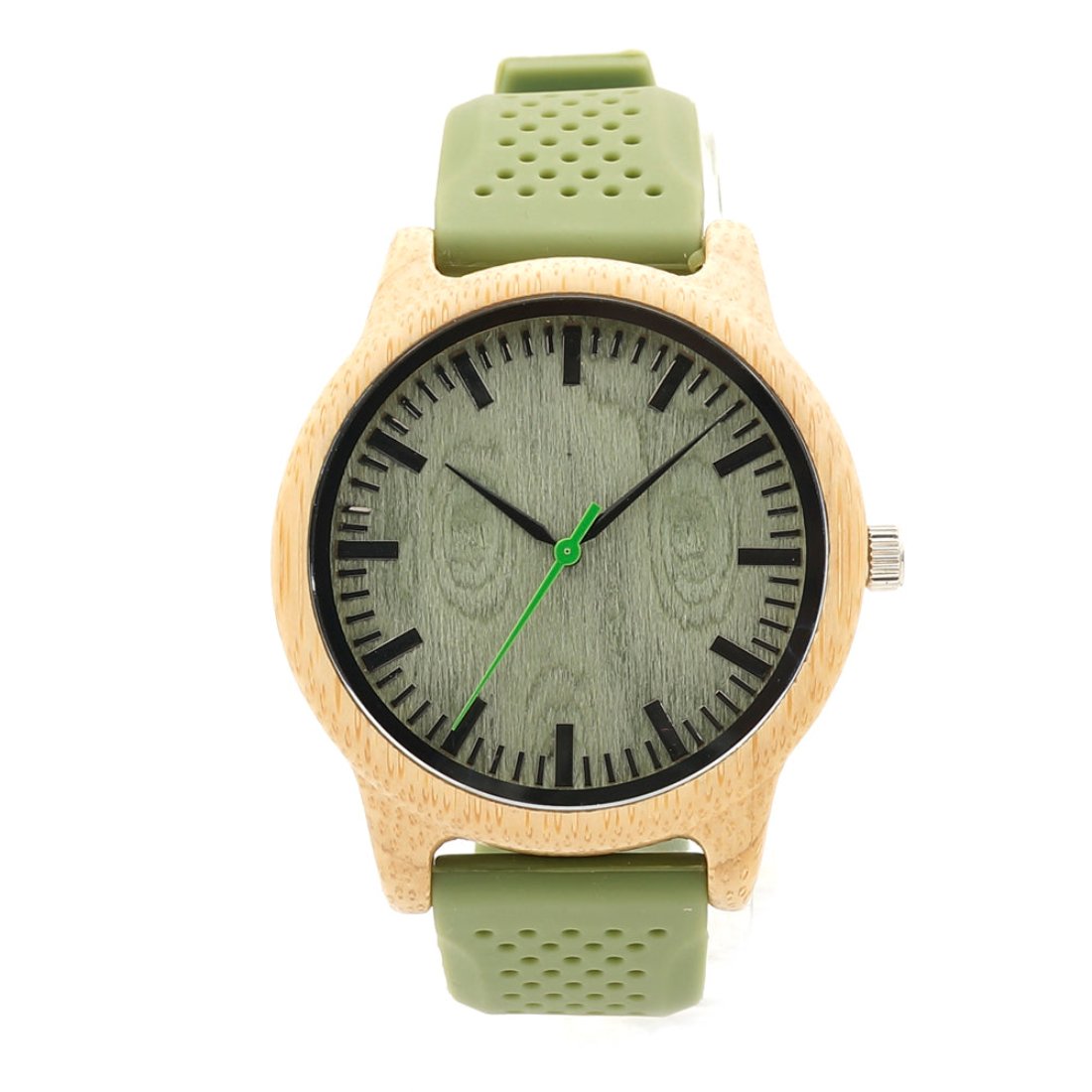 The Lively Wood Dial Silicone Band Green