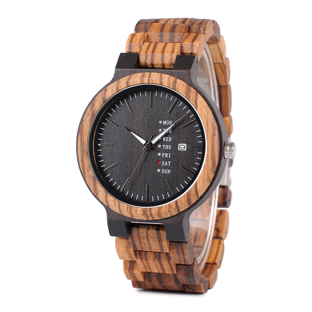 The Agenda Natural Wood Watch Black Dial
