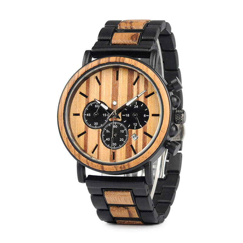 The Chronometer Dial Metal Men’s Wood Watch Natural