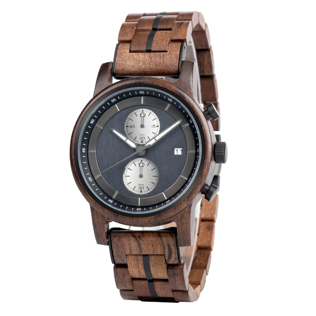 The Double Chronometer Wood Watch Dark Wood