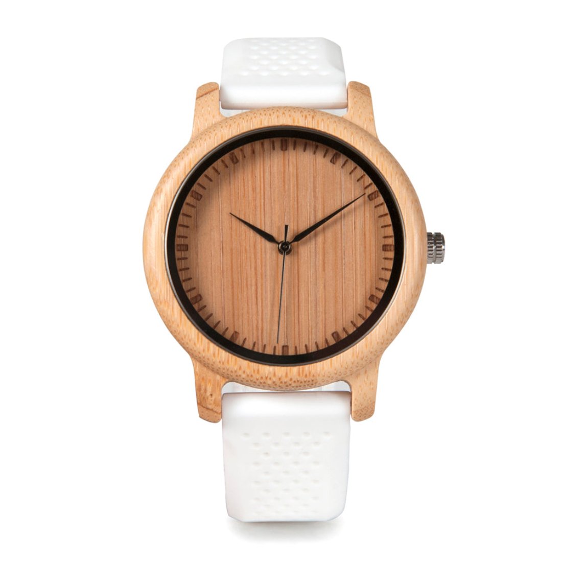 The Lively Wood Dial Silicone Band White