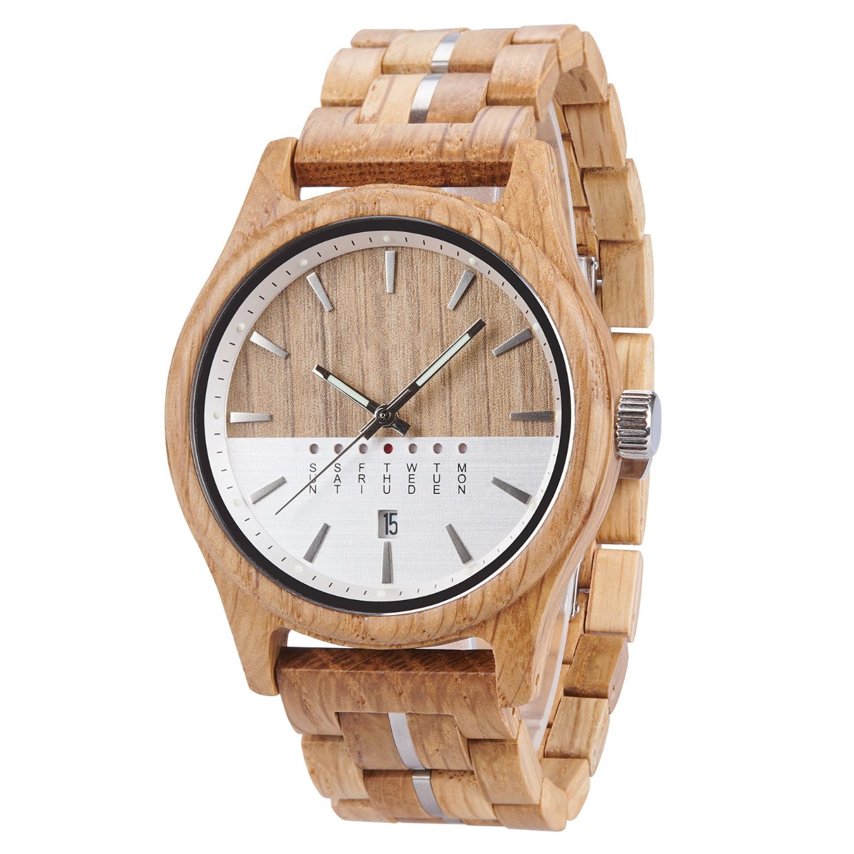 The Parallel Agenda Wood Watch Natural White Dial
