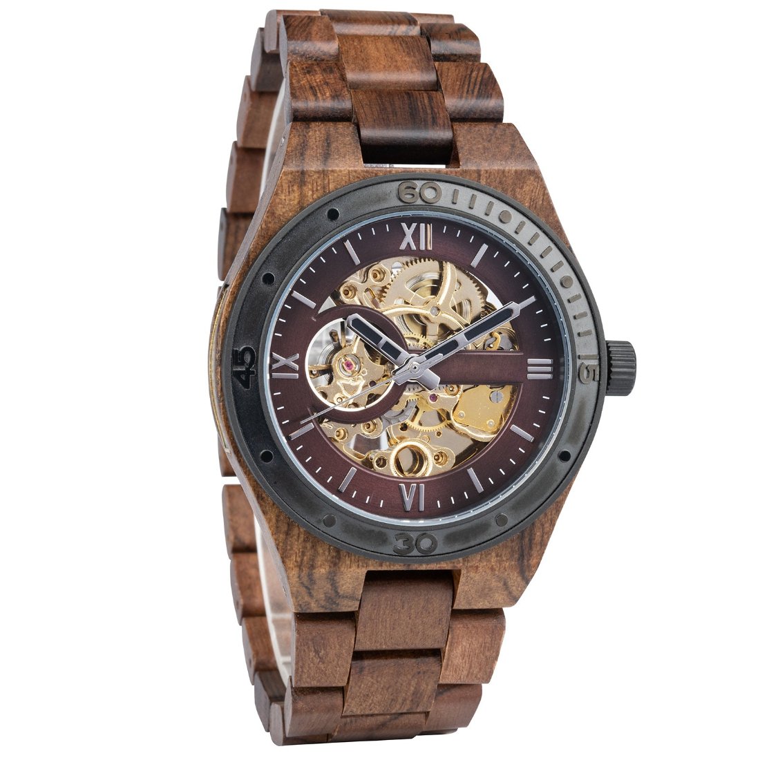 The Classic Mechanic Wood Watch Dark Brown Dial