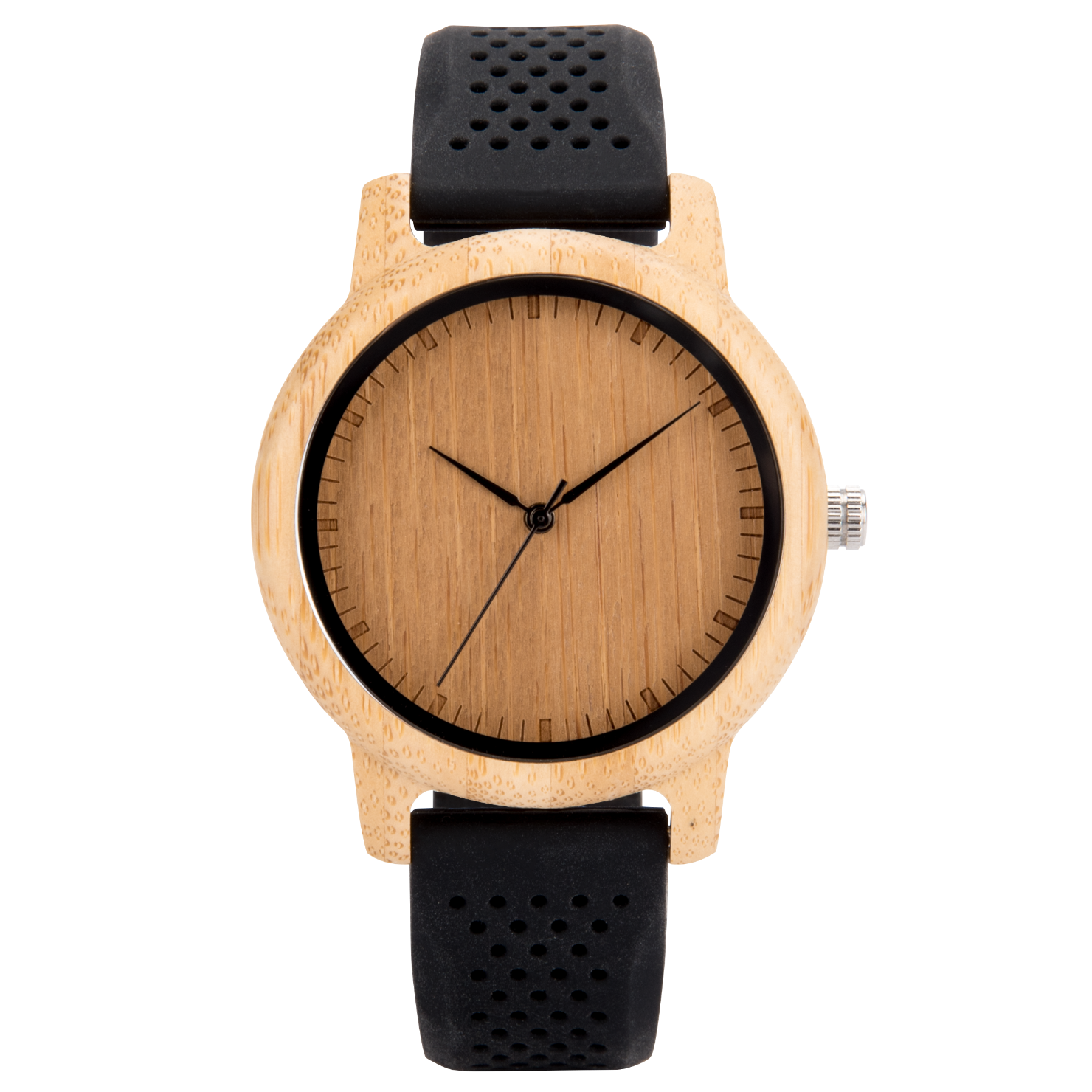 The Lively Wood Dial Silicone Band Black