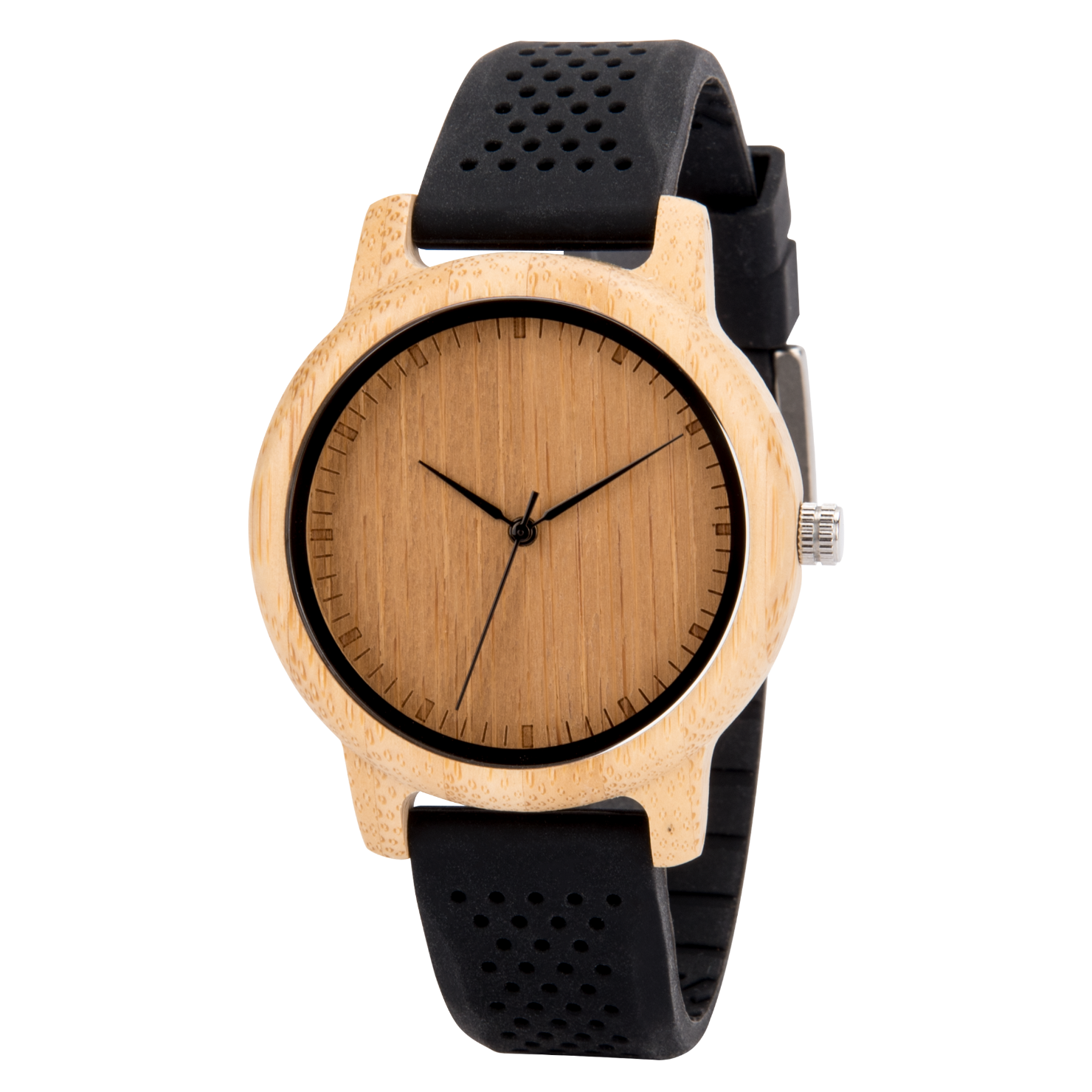 The Lively Wood Dial Silicone Band Black