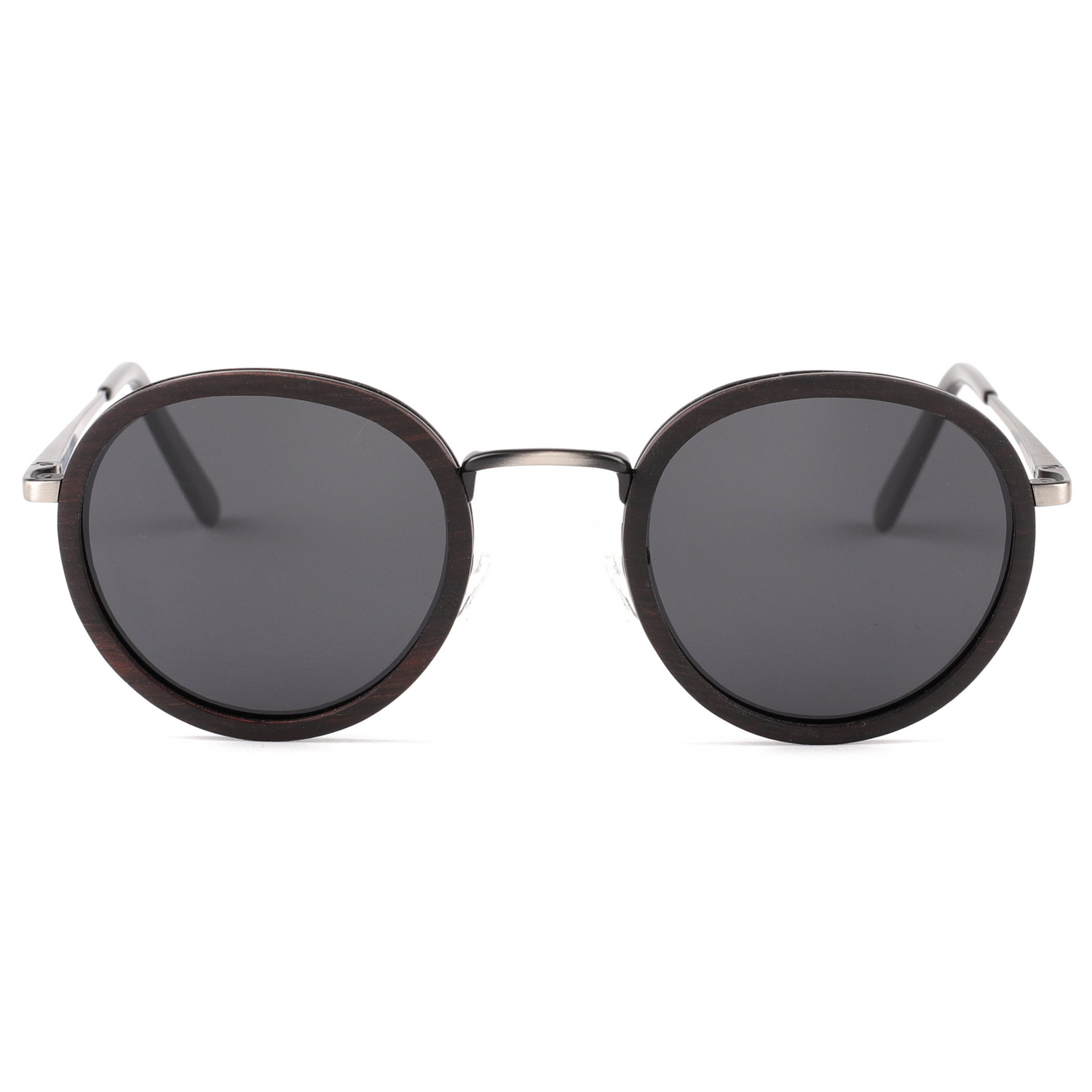 The Metal ROUND EBONY Wood Sunglasses