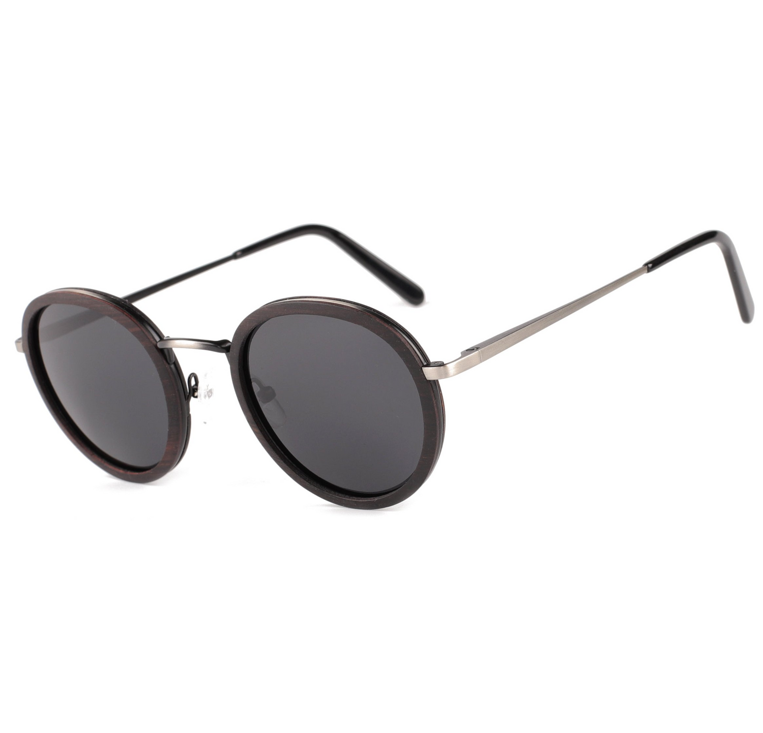 The Metal ROUND EBONY Wood Sunglasses