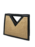 V Cane Webbing & Black Leather Handmade Bali Handbag