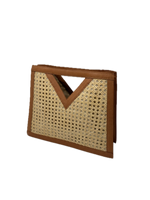 V Cane Webbing & Tan Leather Handmade Bali Handbag