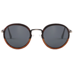 The Metal ROUND EBONY-KOSSO Wood Grey Lense Sunglasses