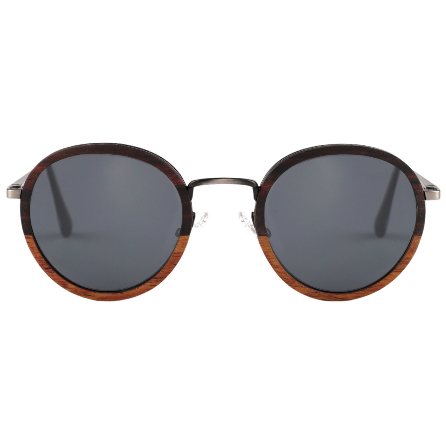 The Metal ROUND EBONY-KOSSO Wood Grey Lense Sunglasses