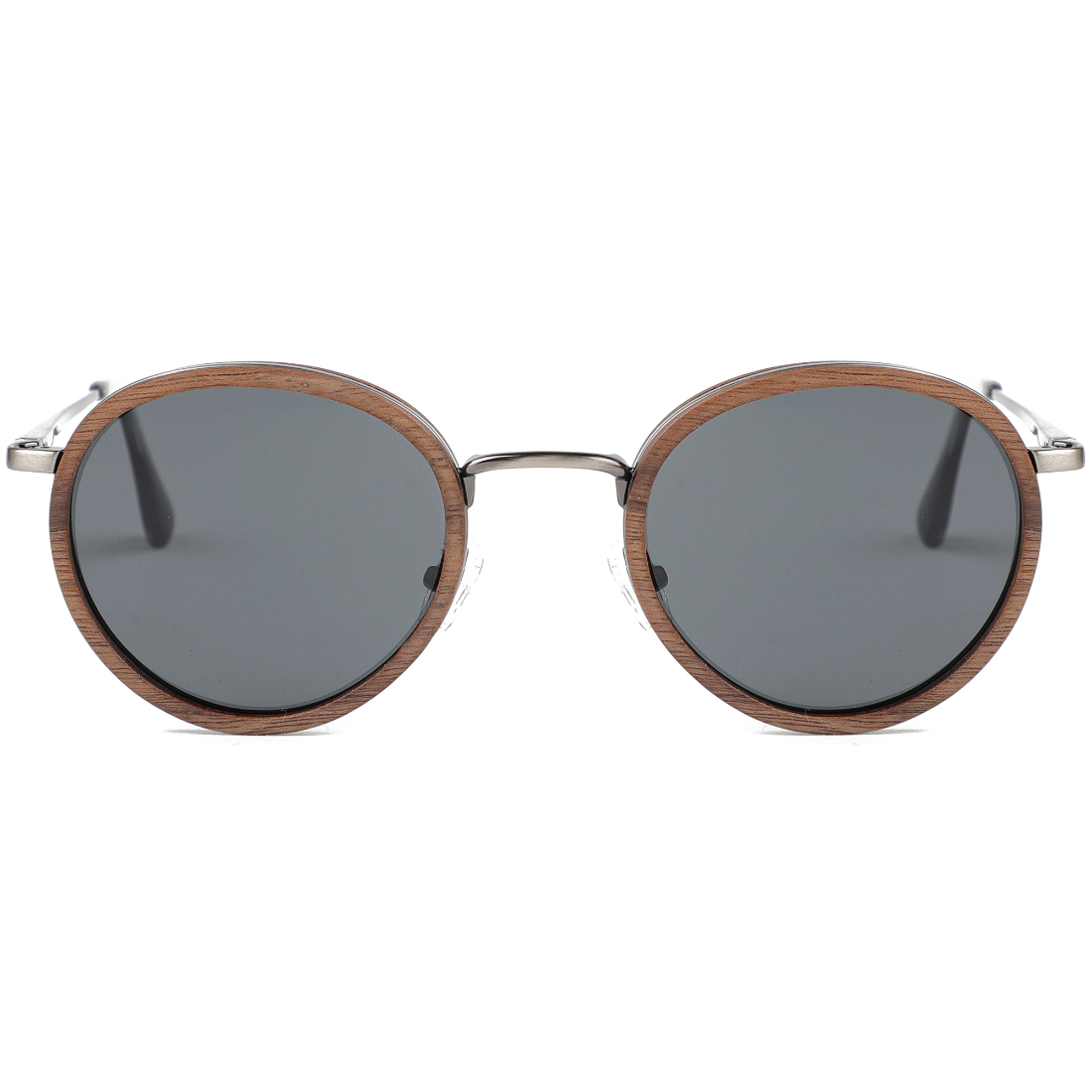 The Metal ROUND WALNUT Wood Sunglasses