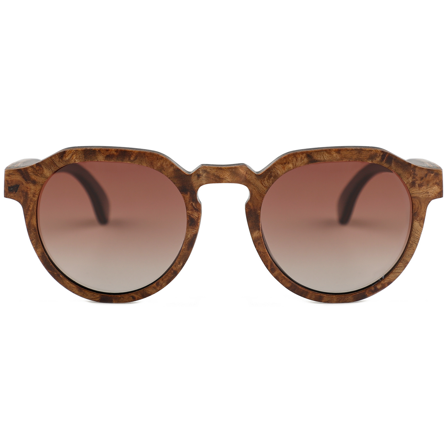 The Classic Round Golden Madrone Wood Sunglasses
