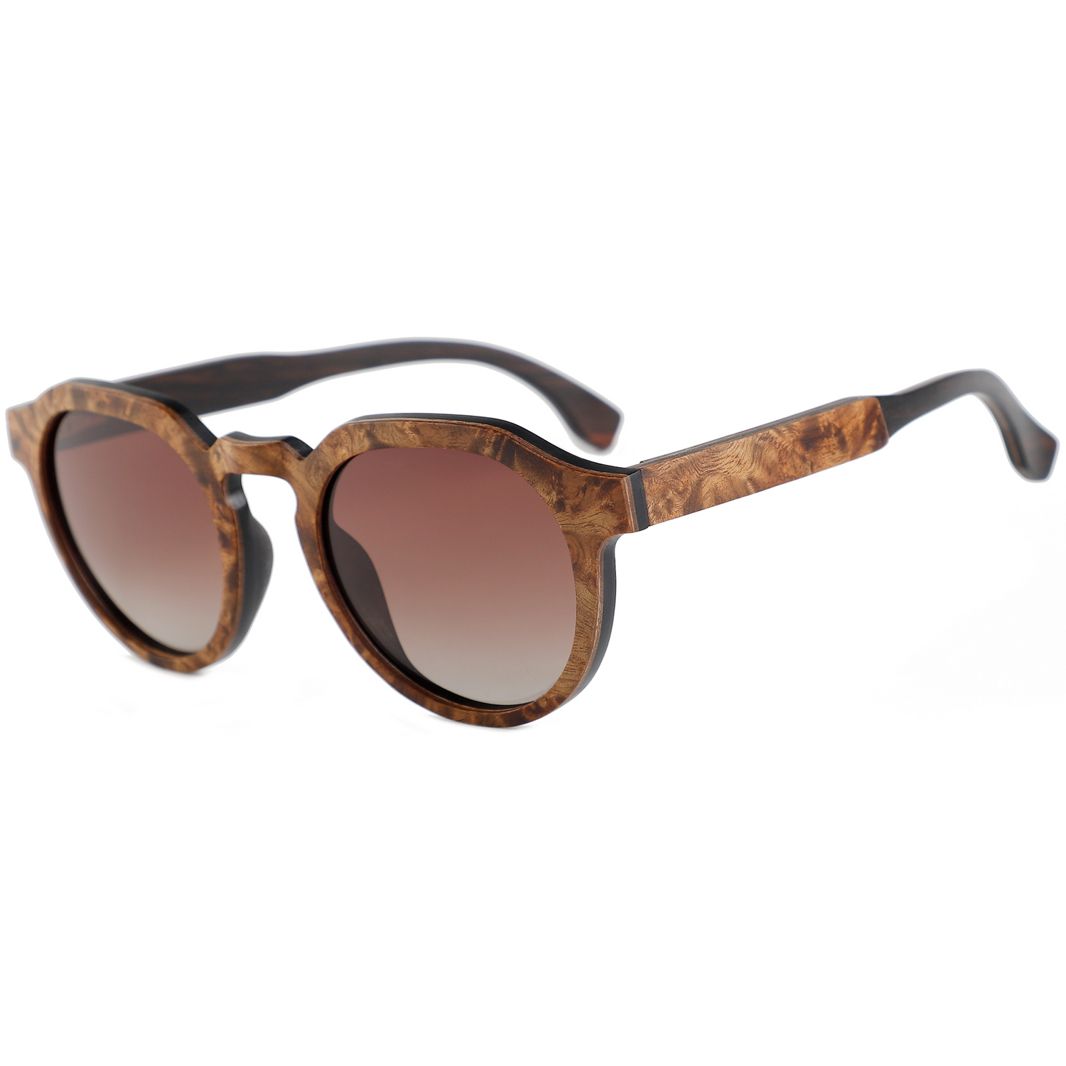 The Classic Round Golden Madrone Wood Sunglasses