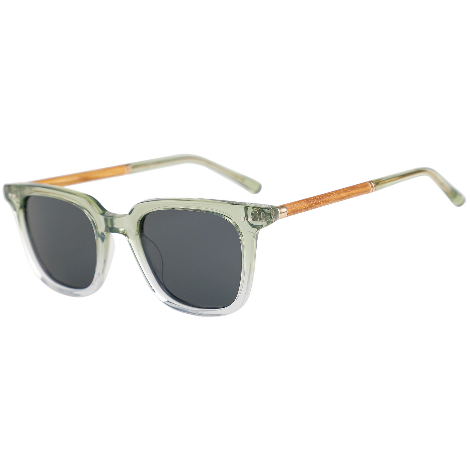 The Retro Square Sage Acetate & Wood Stick Sunglasses