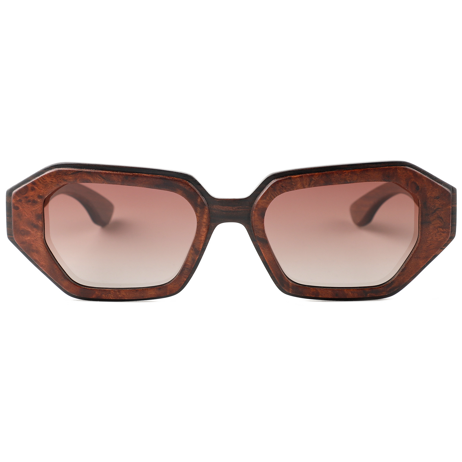 The Slim Squared Red Stepped Wood Sunglasses