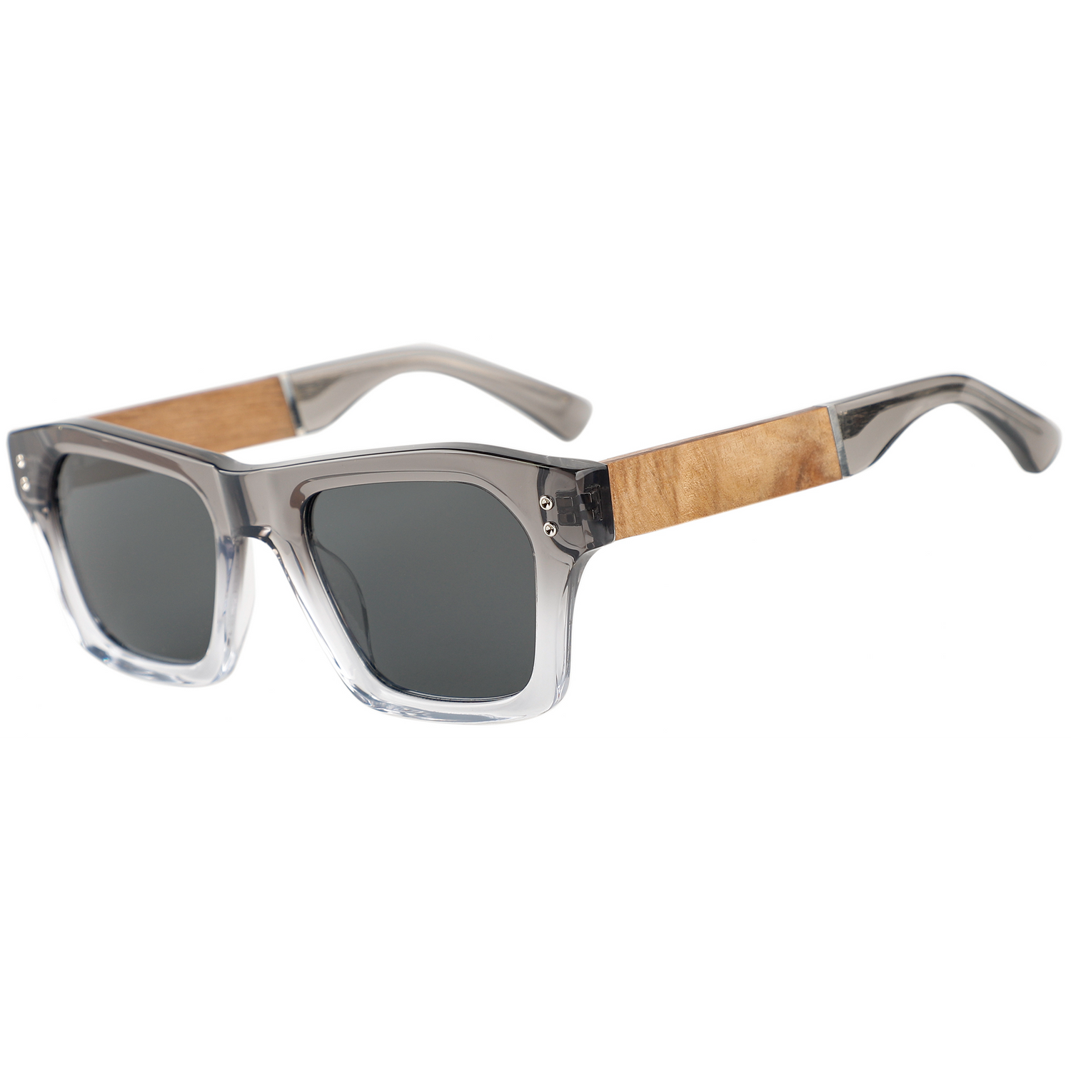 The Oversized Golden Madrone Wood & Grey Acetate Sunglasses
