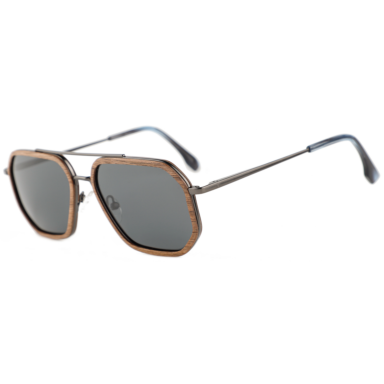 The Metal Square Aviator Walnut Sunglasses