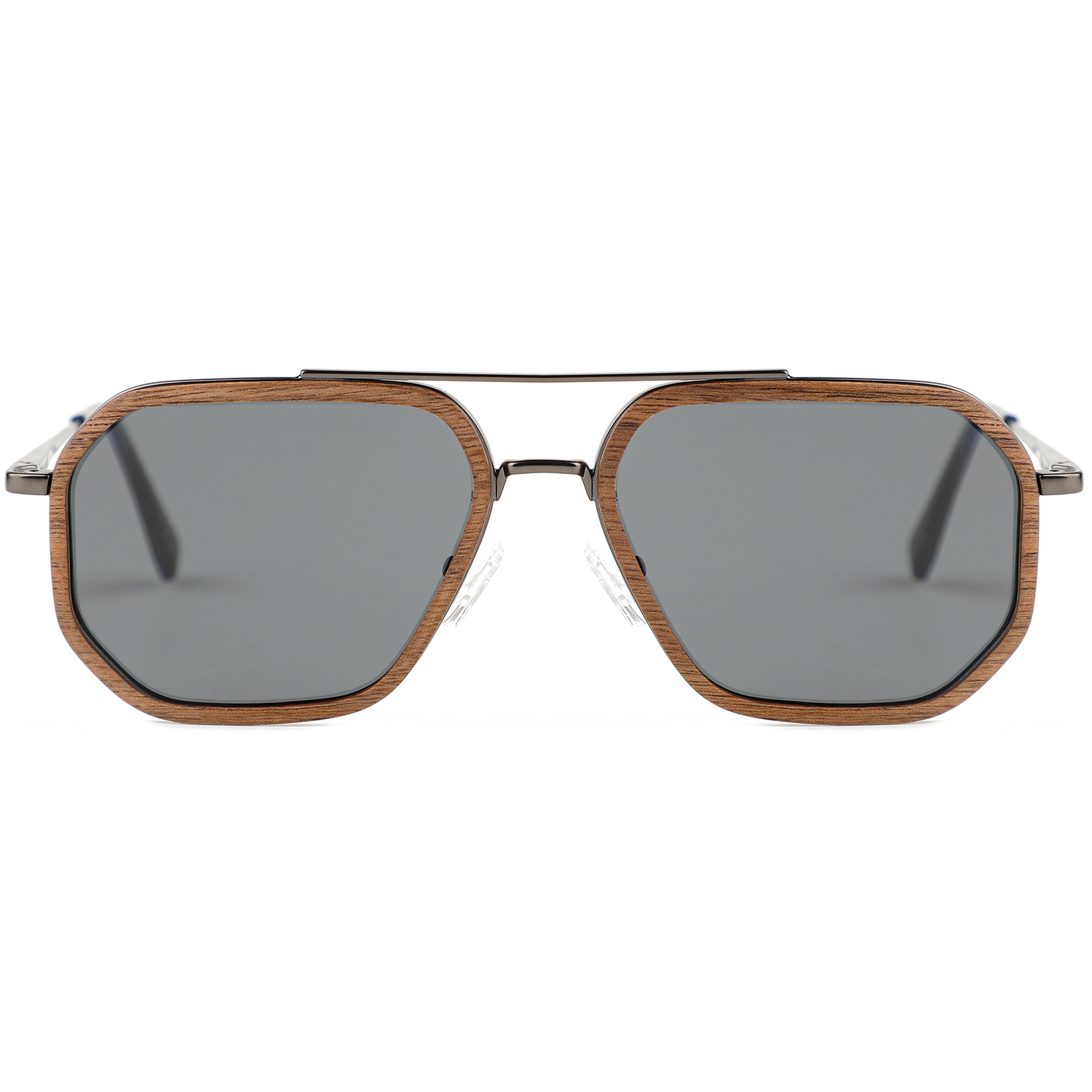 The Metal Square Aviator Walnut Sunglasses
