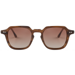 The Modern Square Dark Amber Acetate & Wood Stick Sunglasses