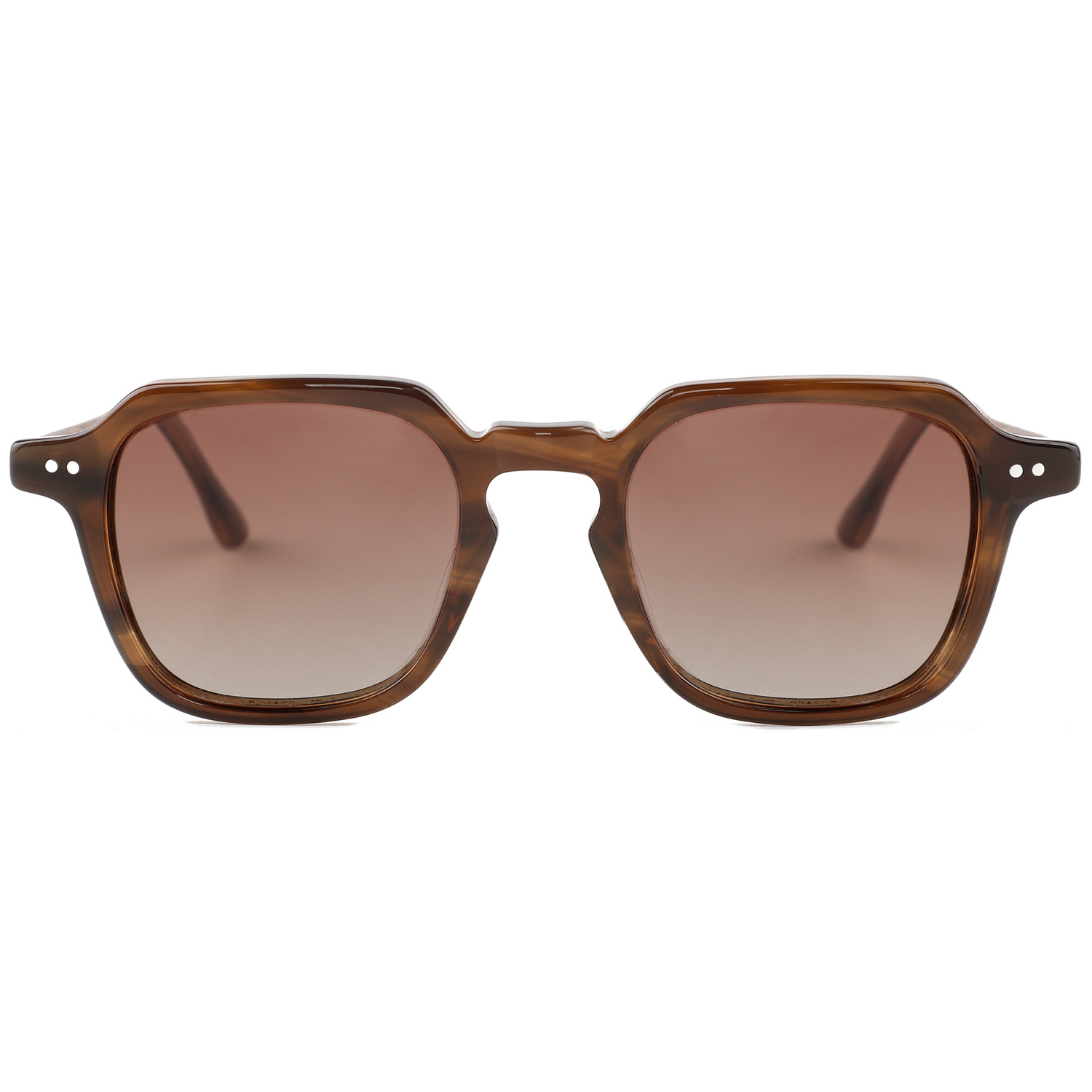 The Modern Square Dark Amber Acetate & Wood Stick Sunglasses