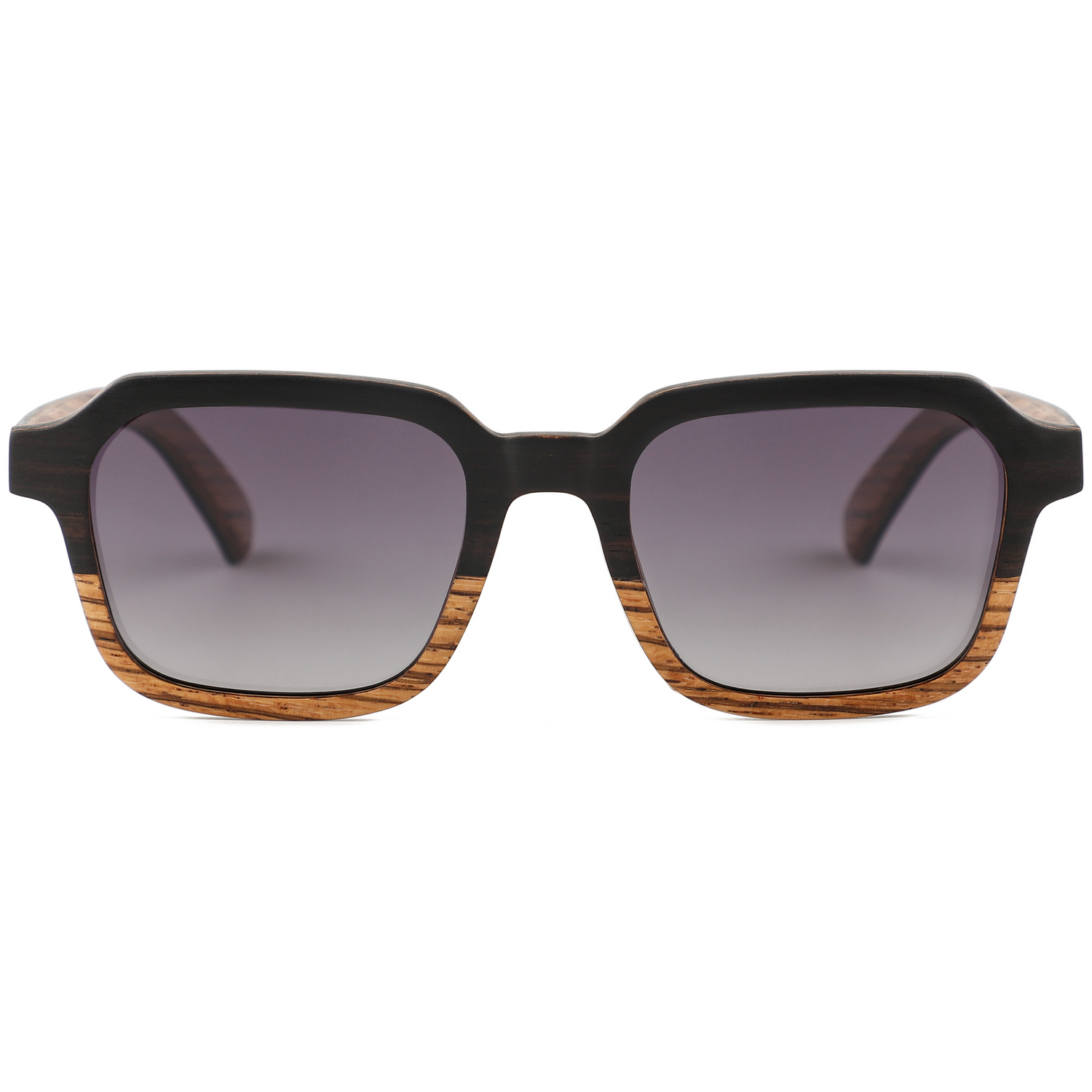 The Modern Square Ebony & Zebrawood Wood Sunglasses