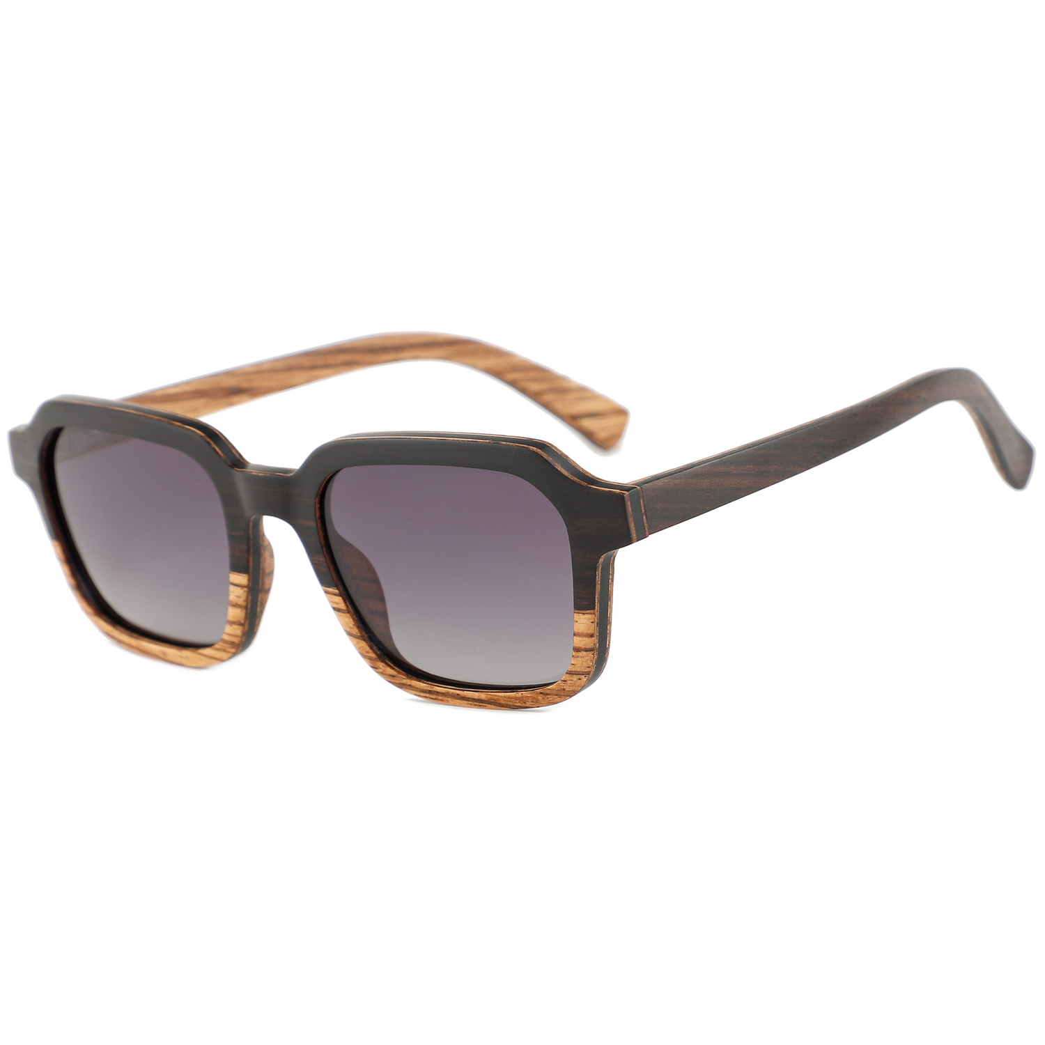 The Modern Square Ebony & Zebrawood Wood Sunglasses