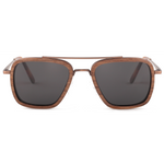 The Metal Slanted Square Walnut Wood Sunglasses