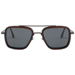 The Metal Slanted Square Ebony  Wood Sunglasses