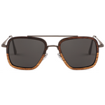 The Metal Slanted Square Ebony-Zebrawood Wood Sunglasses