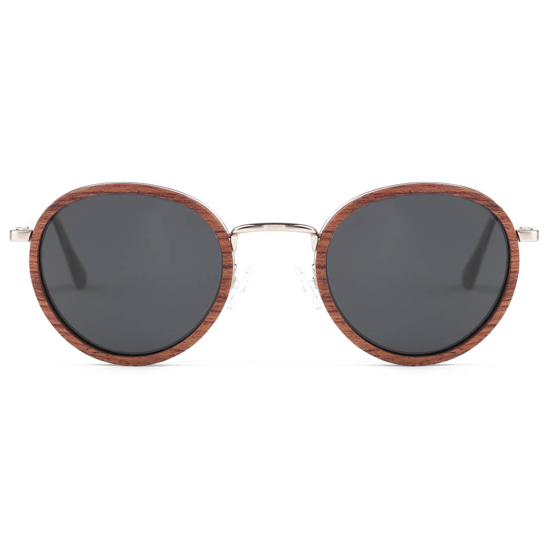 The Metal ROUND ROSEWOOD Wood Sunglasses