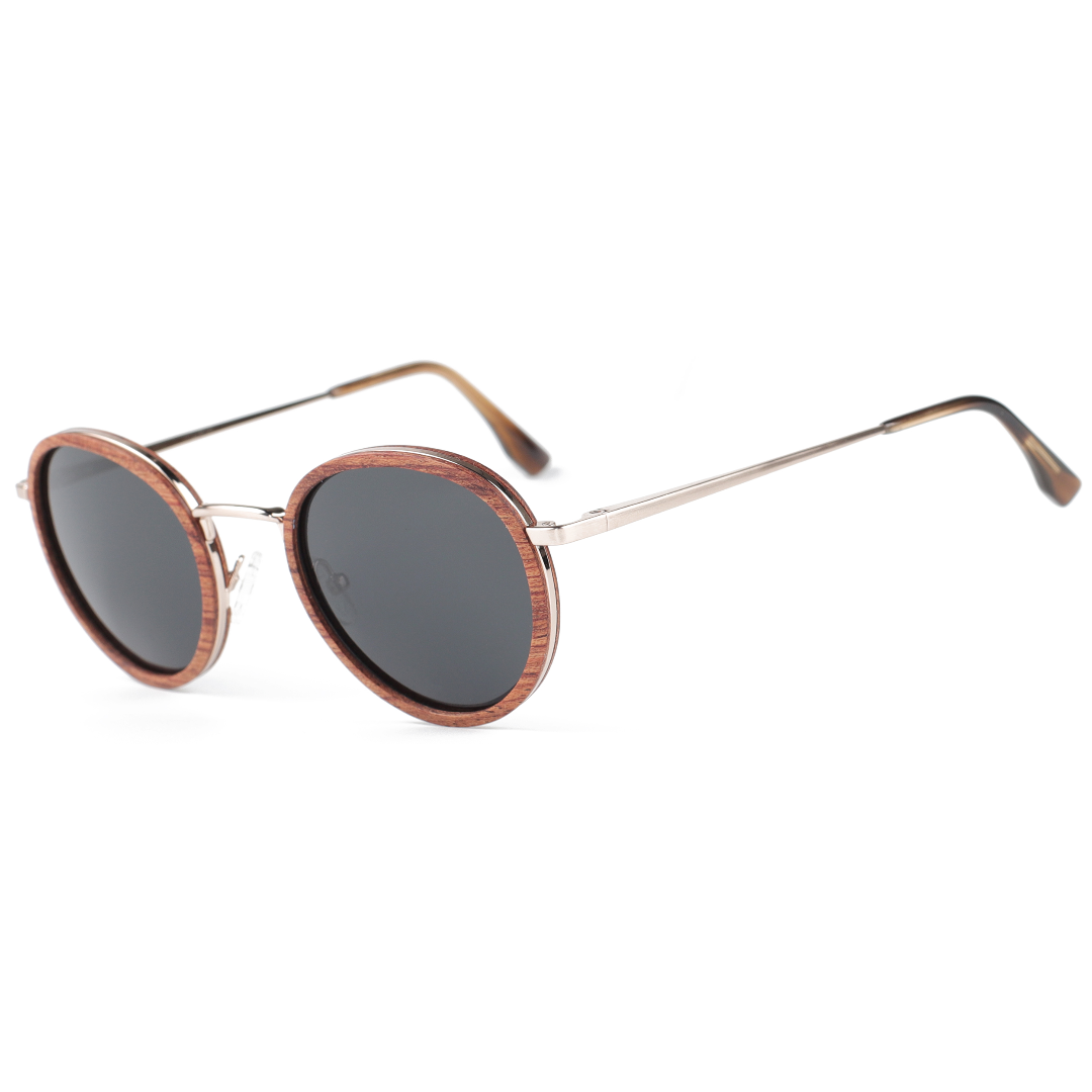 The Metal ROUND ROSEWOOD Wood Sunglasses