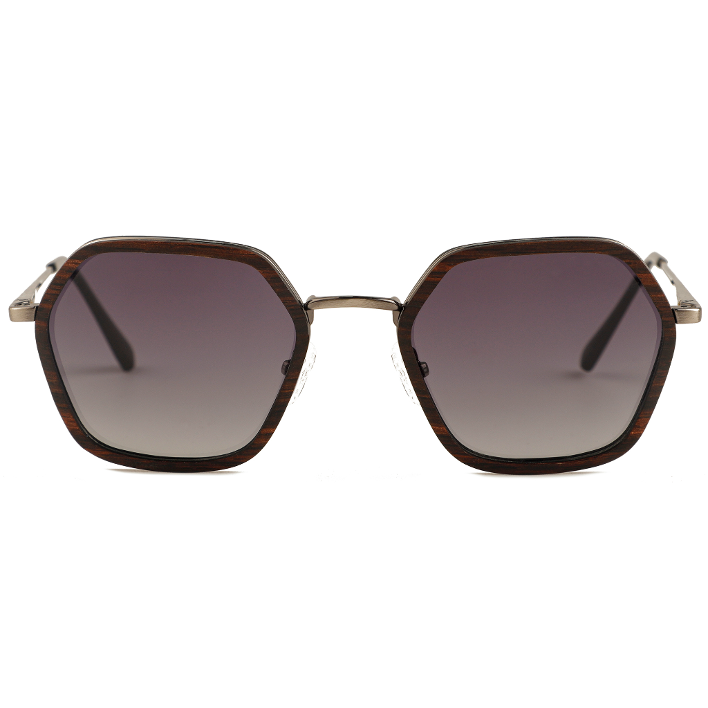 The Metal Hexagon Ebony Wood Sunglasses