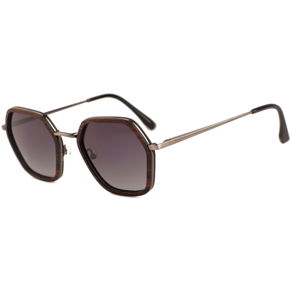 The Metal Hexagon Ebony Wood Sunglasses