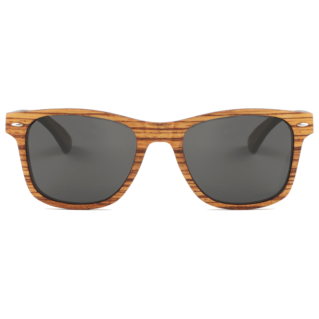 The Wayfarer Black Carbon Tips ZebraWood Sunglasses
