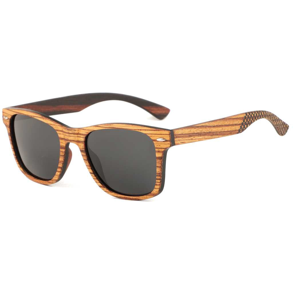 The Wayfarer Black Carbon Tips ZebraWood Sunglasses
