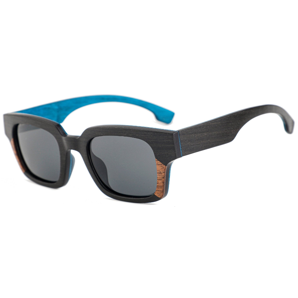 The Square Large Layered Blackwood-Walnut Wood Sunglasses