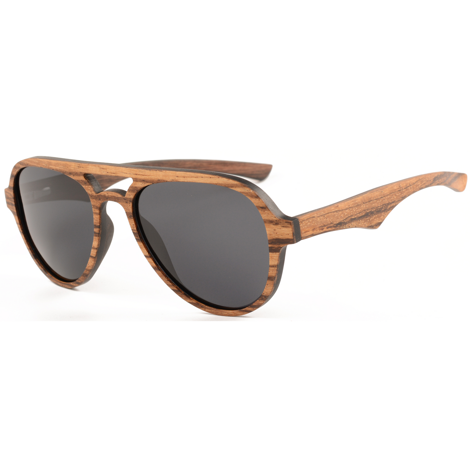 The Aviator Dark Wood Sunglasses Zebrawood