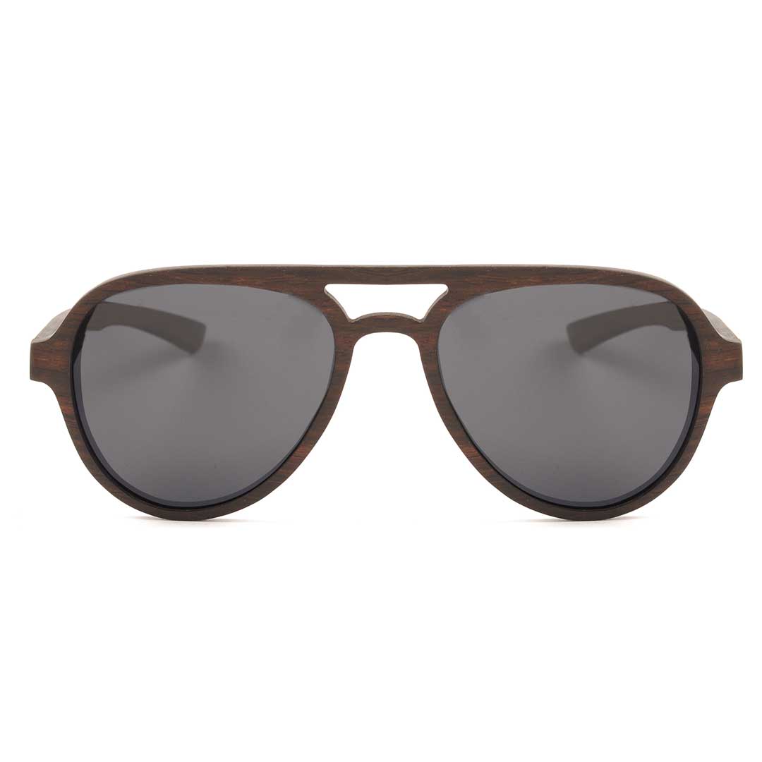 The Aviator Dark Wood Sunglasses Ebony