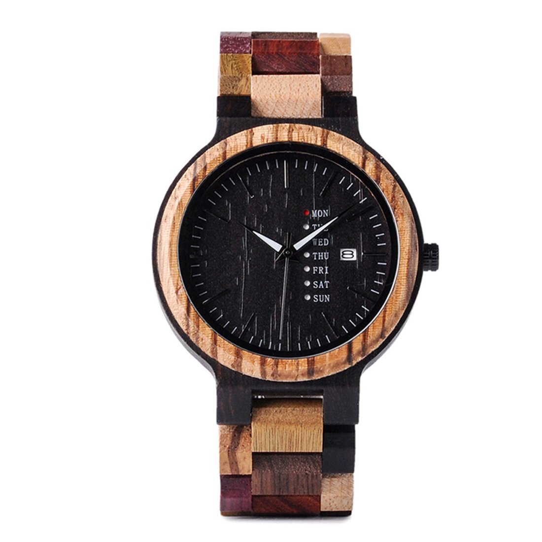 The Agenda Multi-Color Large Dial Wood Watch Black Dial