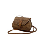 Rattan Rectangle Leather Closure Wide Purse | Cartera de Rattan Ancha