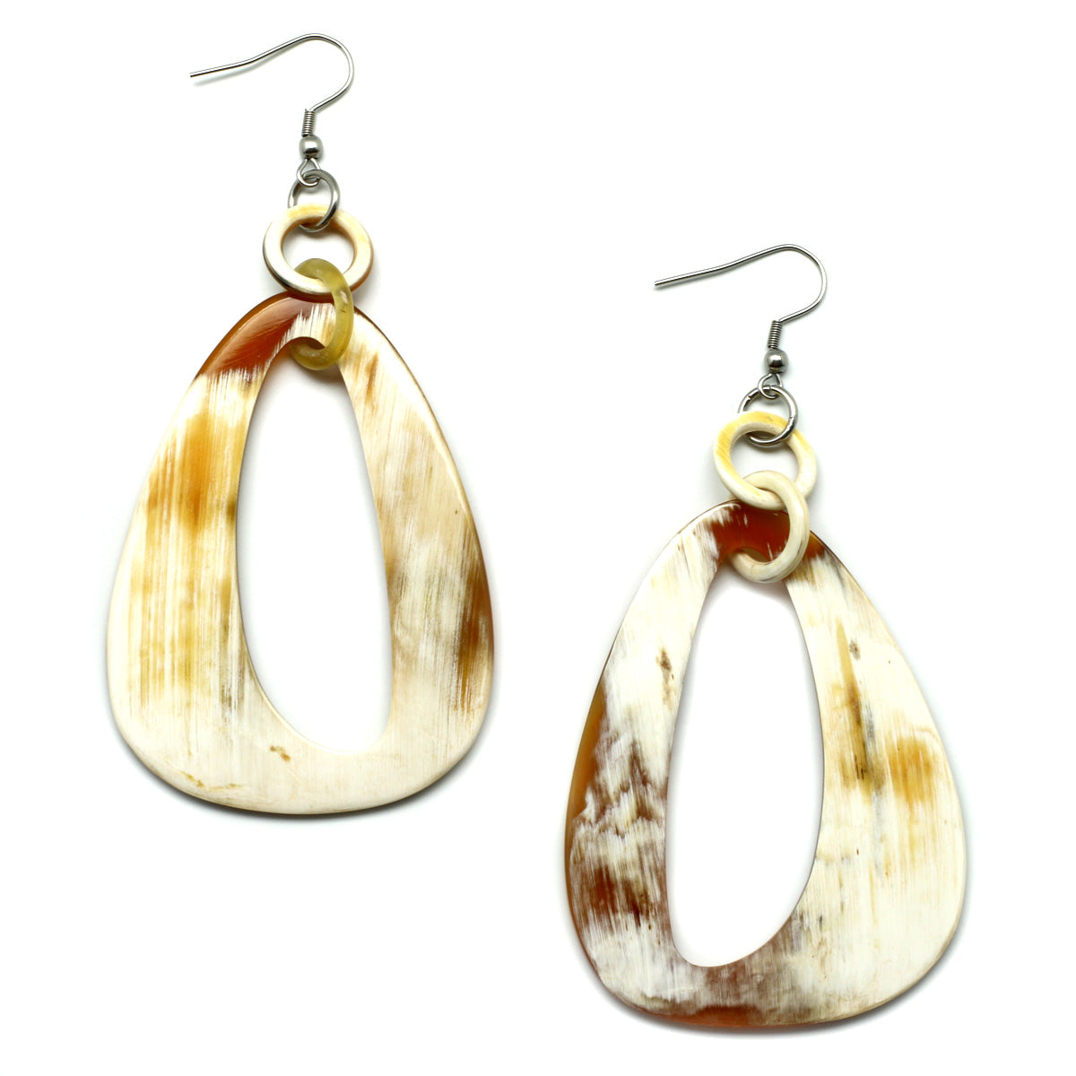 Lightweight Large Cutout Horn Oval Earrings | Pantallas talladas de Cuerno Ovaladas
