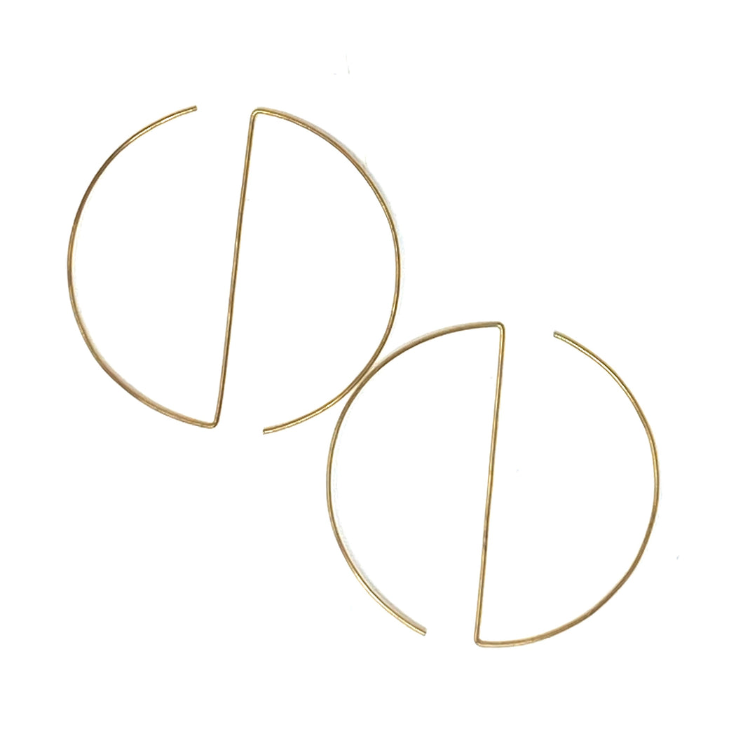 Minimalist Brass Hoop Earrings Large Ying Yang by Nelson Enrique
